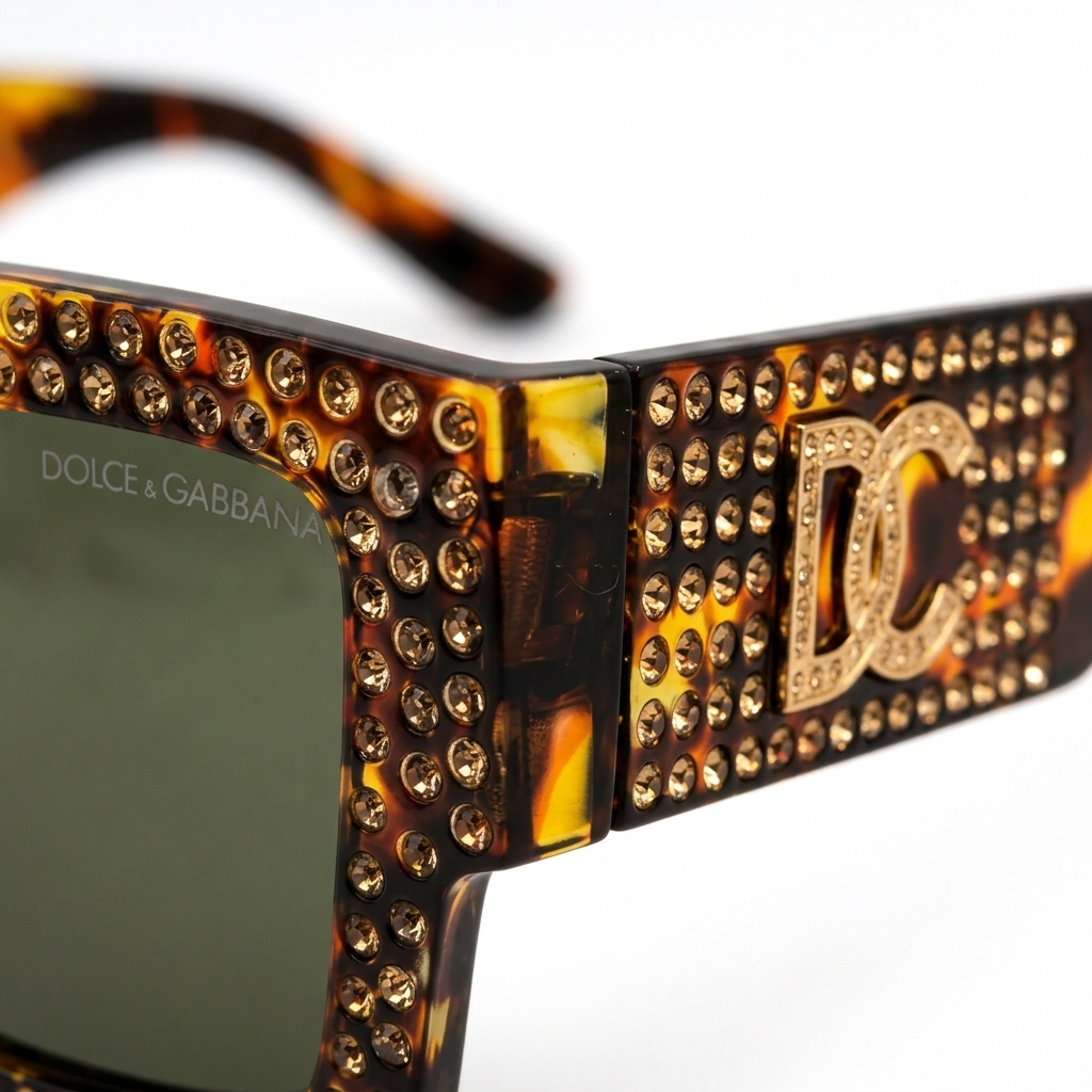 98014 Imperial Tortoise Square Sunglasses – Luxury Rhinestone Studded Statement Eyewear