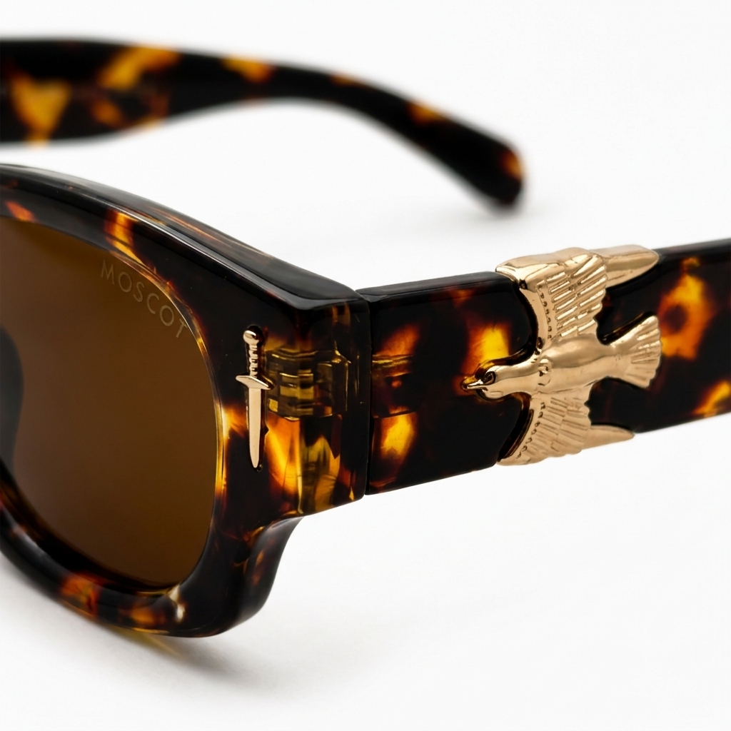 The Aviator's Creed – Handcrafted Tortoise Shell & Gold Dagger Sunglass