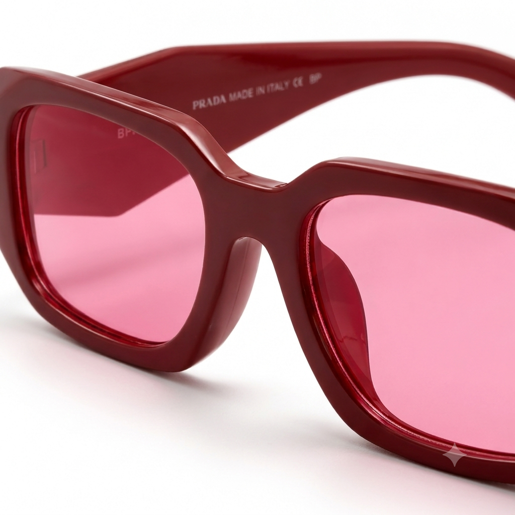 Scarlet Vogue Thick Frame Rectangular Sunglasses with Tinted Pink Lenses