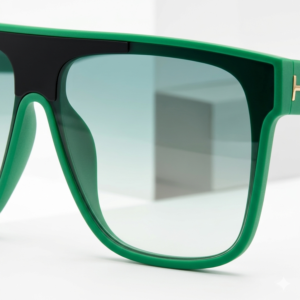 22014 Emerald Horizon Oversized Square Sunglasses – Bold Flat Top Shield Eyewear
