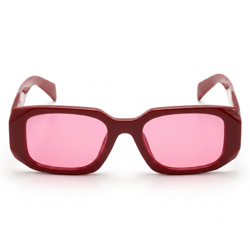 Scarlet Vogue Thick Frame Rectangular Sunglasses with Tinted Pink Lenses