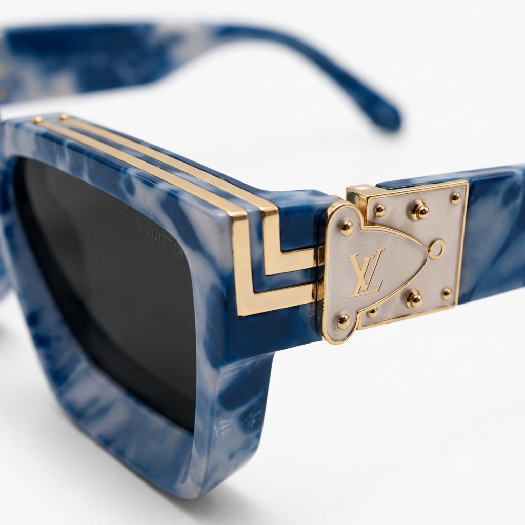 96006 Oceanic Marble Square Sunglasses – Luxury Thick Frame Tinted Eyewear for Men and Women