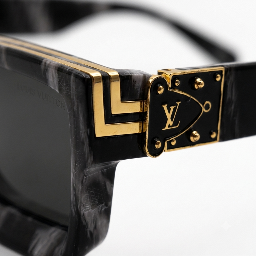 96006 Eclipse Marble Luxe – Premium Square Acetate Sunglasses with Gold-Tone Hardware Accent