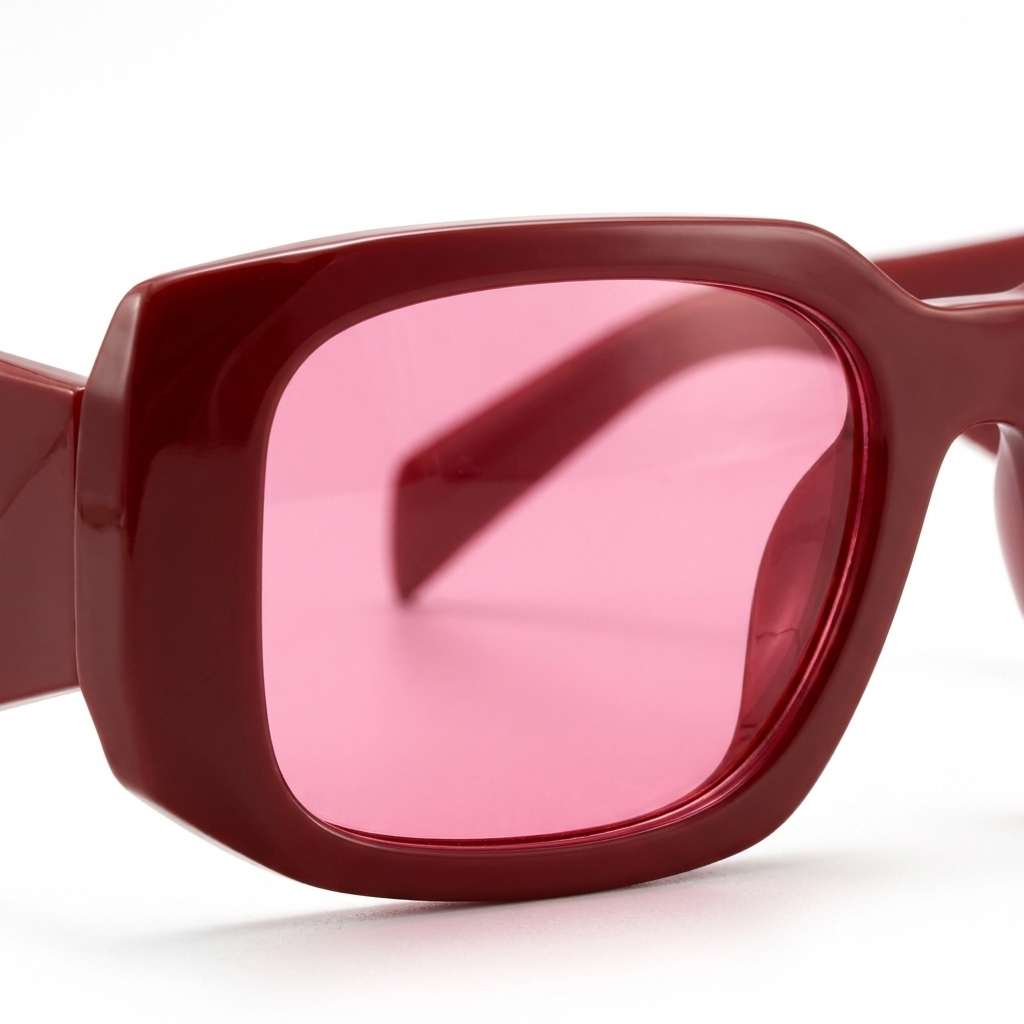 Scarlet Vogue Thick Frame Rectangular Sunglasses with Tinted Pink Lenses