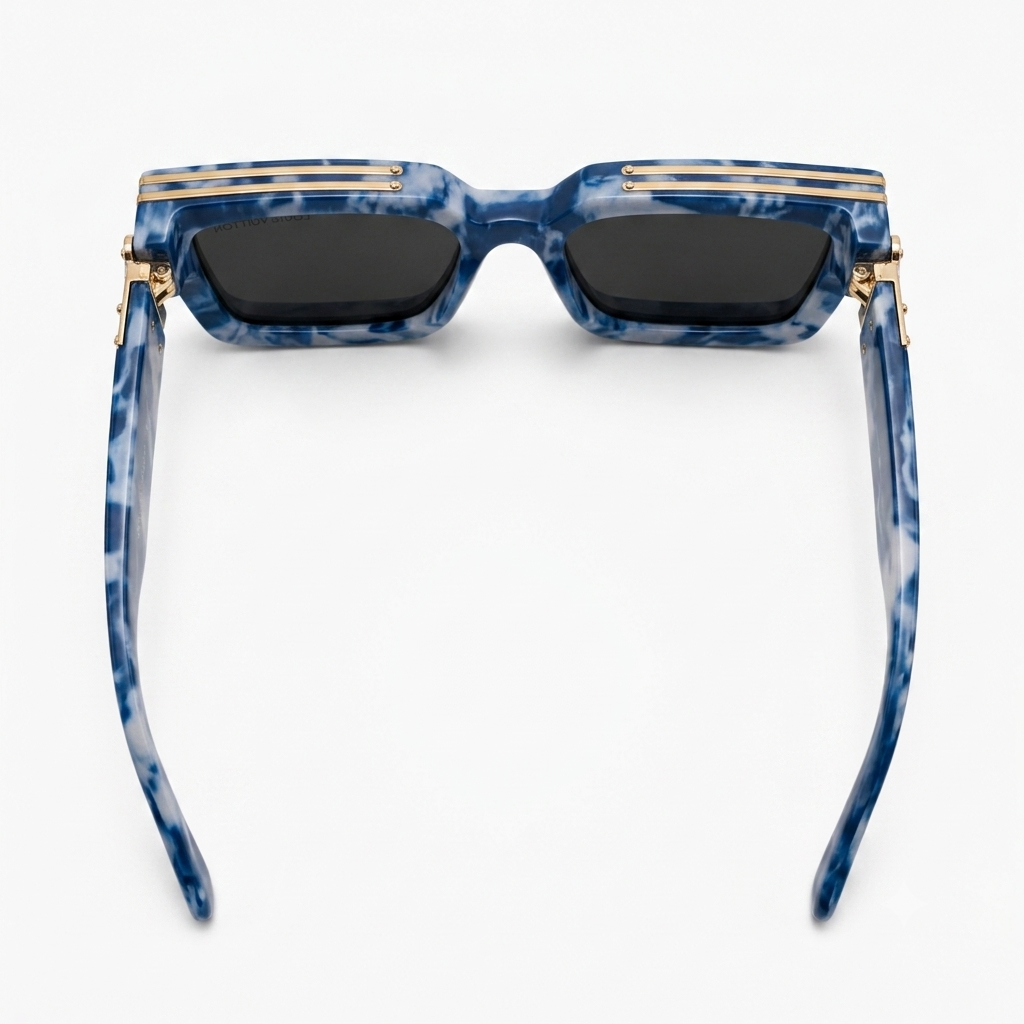 96006 Oceanic Marble Square Sunglasses – Luxury Thick Frame Tinted Eyewear for Men and Women