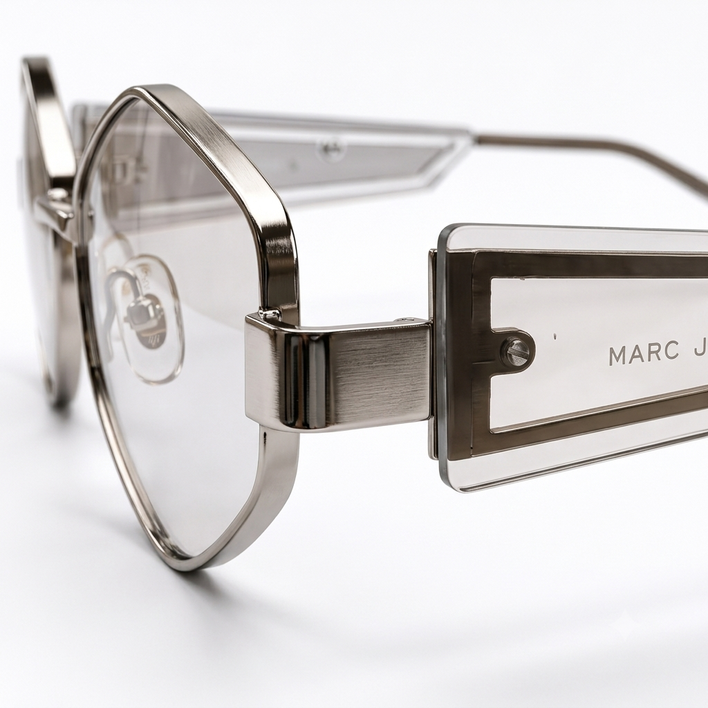 98221 Retro-Futuristic Hexagonal Metal Sunglasses – Geometric Clear Lens Eyewear for Men & Women