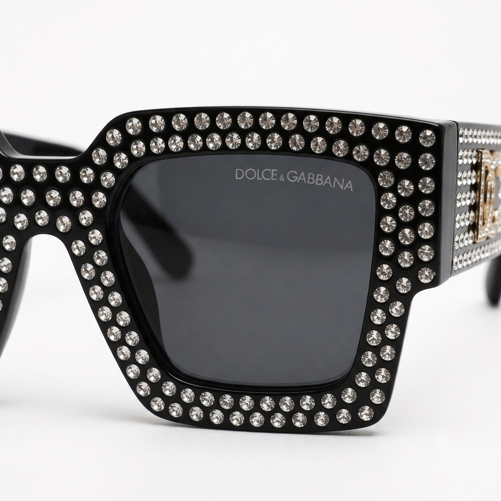 98014 Glitz & Glam Oversized Square Sunglass – Crystal-Embellished Luxury Rhinestone Eyewear for Women