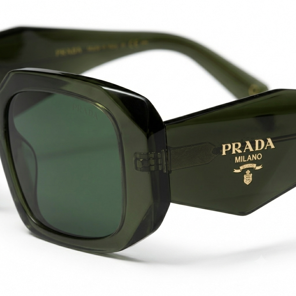Hexagonal Acetate Dark Green Sunglasses - Geometric Unisex Eyewear
