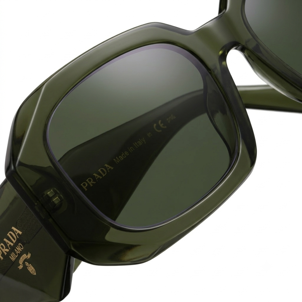 Hexagonal Acetate Dark Green Sunglasses - Geometric Unisex Eyewear