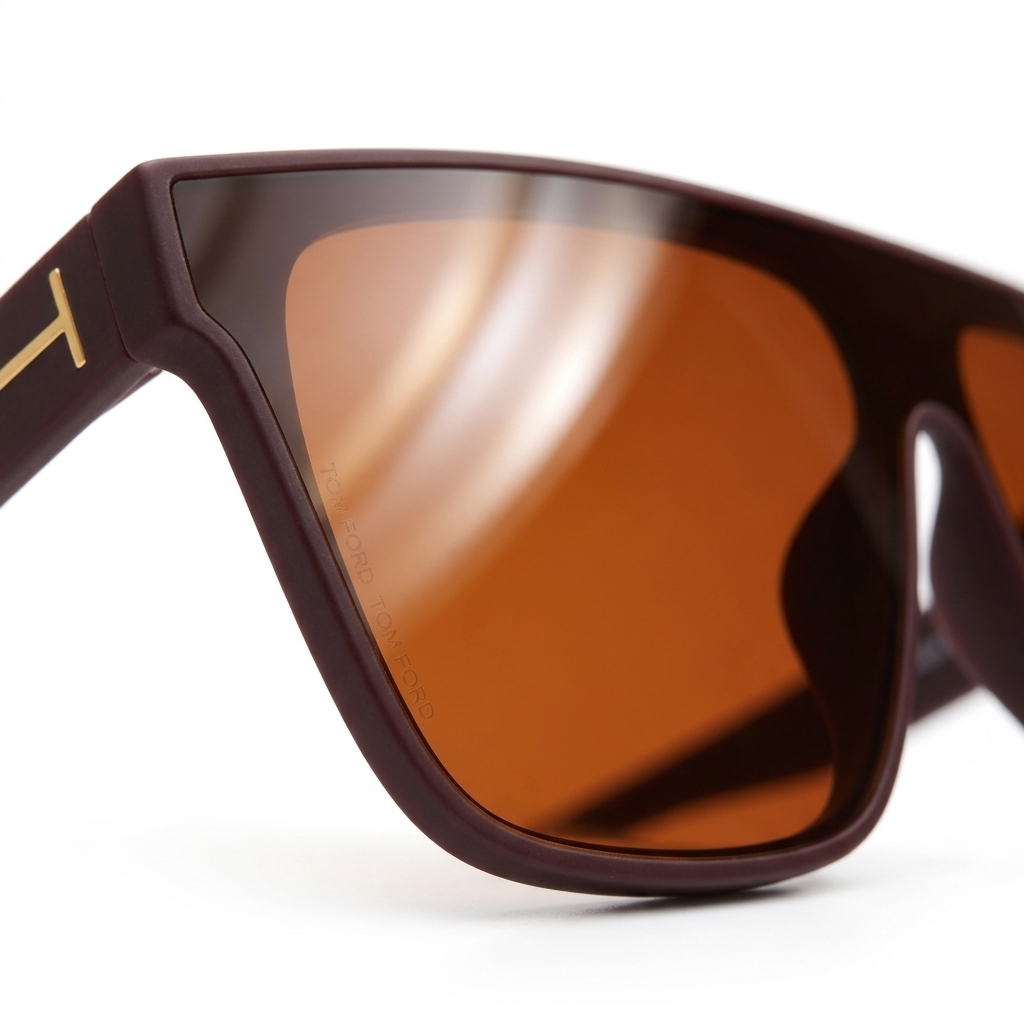 22014 AeroDusk Shield Oversized Flat Top Sunglasses – Matte Burgundy Frame with Retro Amber Lenses and Gold Accents