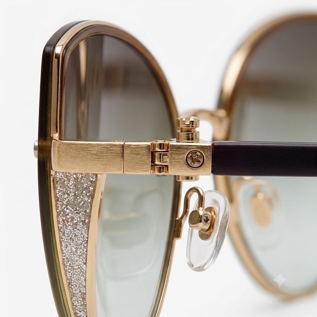 VelvetDusk Gradient Rimless Sunglasses with Glitter Textured Accents