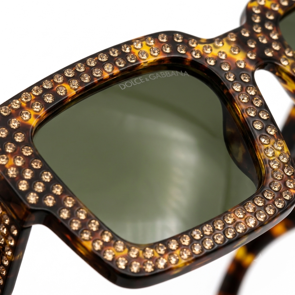 98014 Imperial Tortoise Square Sunglasses – Luxury Rhinestone Studded Statement Eyewear