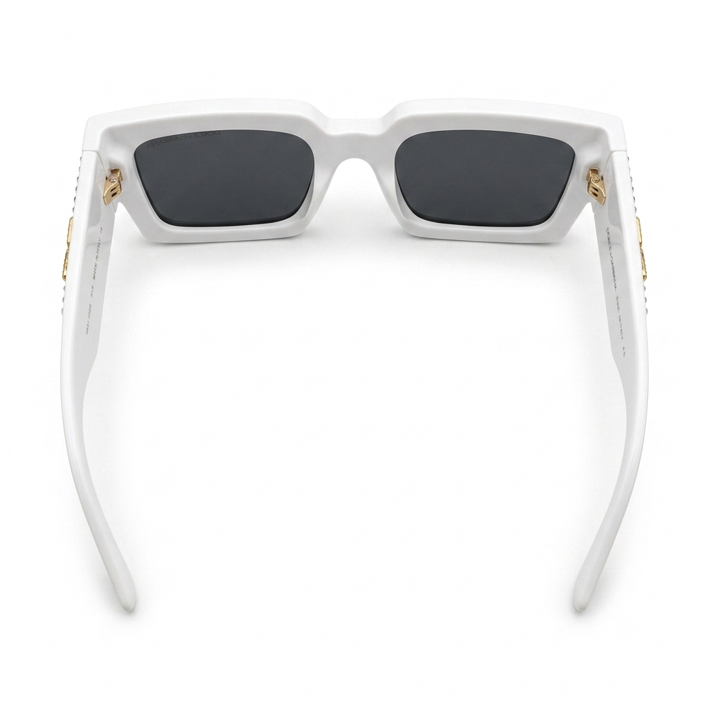 98014 Glitz & Glam Oversized Square Sunglasses – Luxury Crystal-Studded White Frame Eyewear for Women