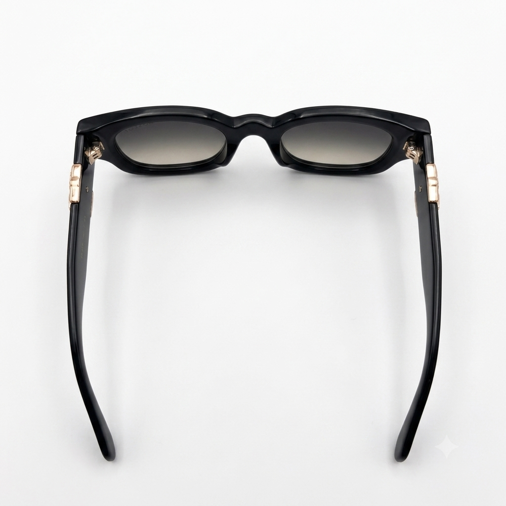 The Sovereign Dagger: Bold Onyx Square Sunglasses with Eagle Embellishments