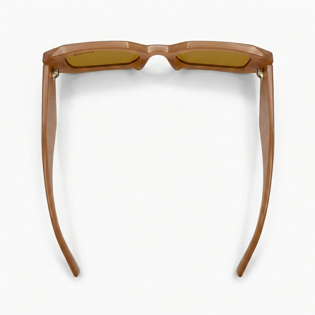 Geometric Rectangular Sunnies: Caramel & Amber Frame