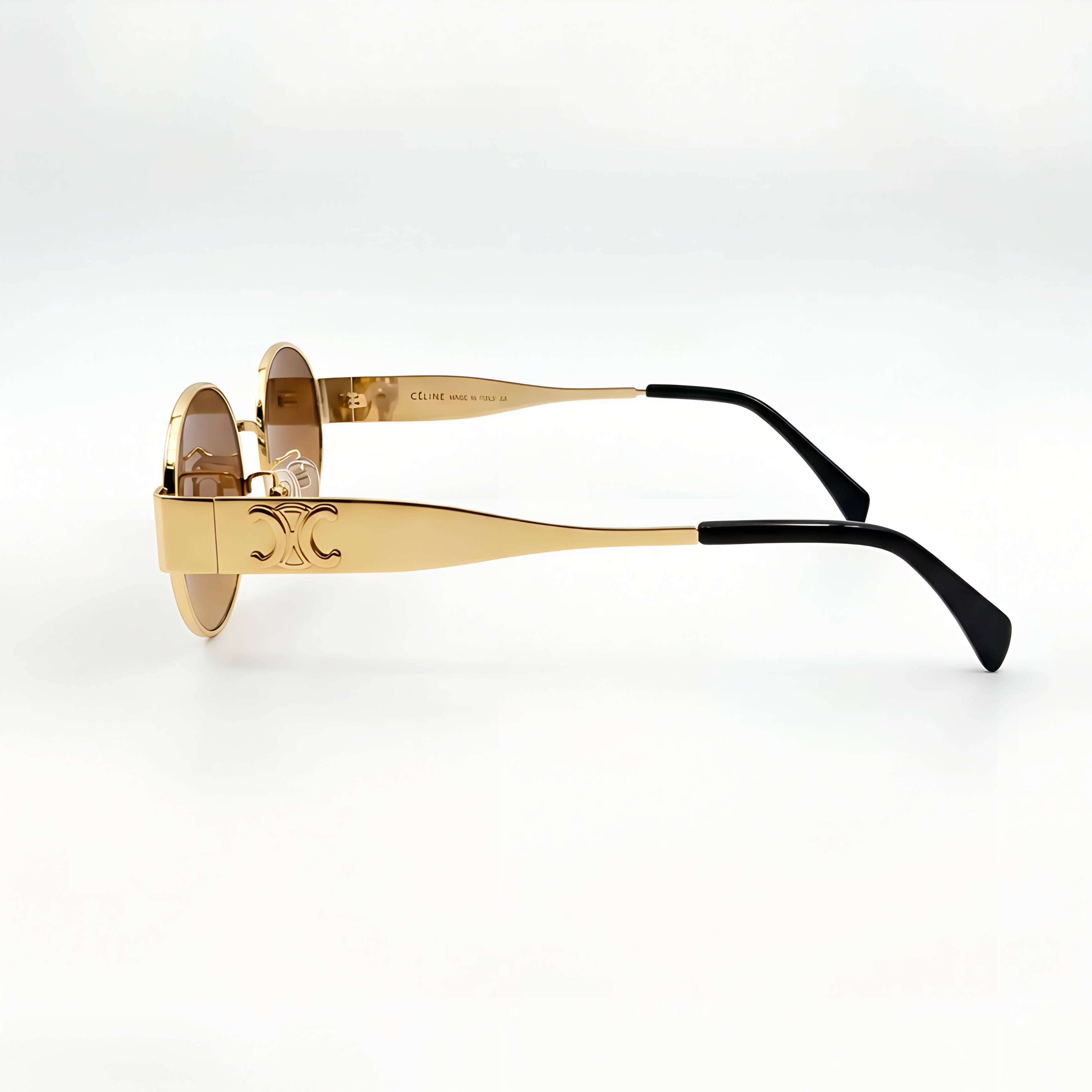 Luxury Oval Sunglass Polished Gold Metal