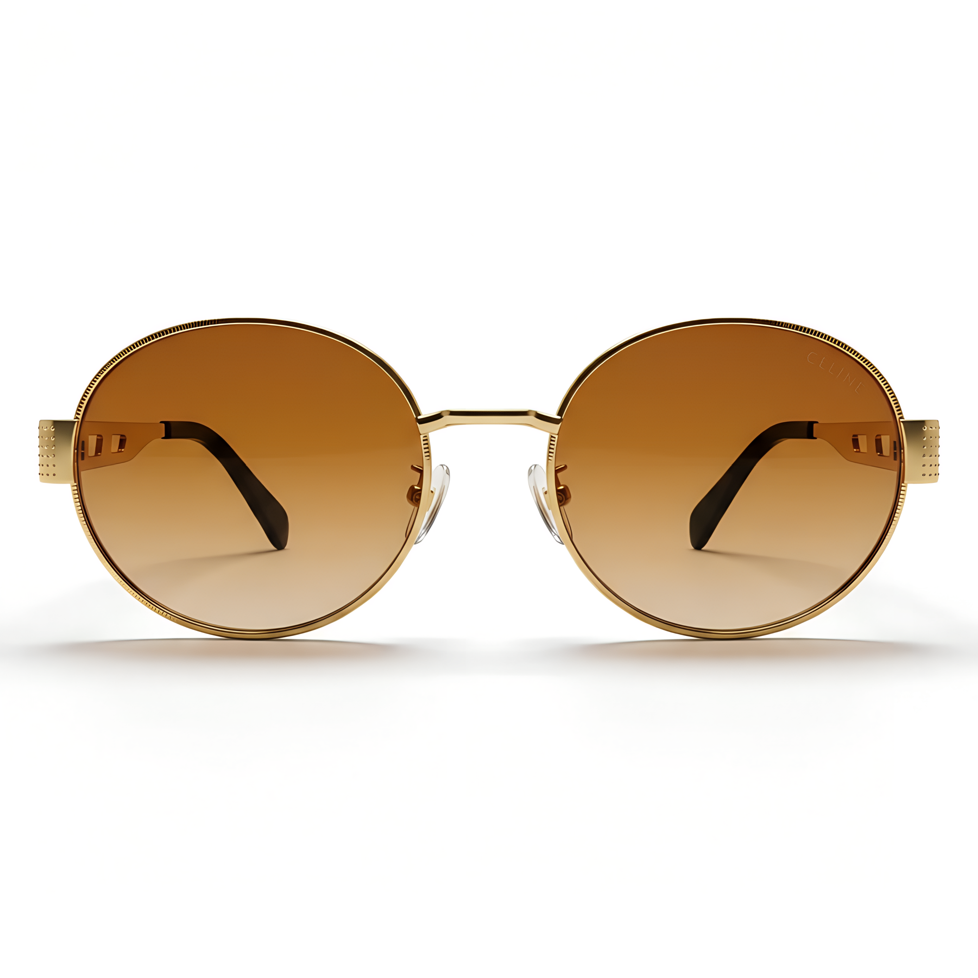 Luxury Oval Sunglass Polished Gold Metal
