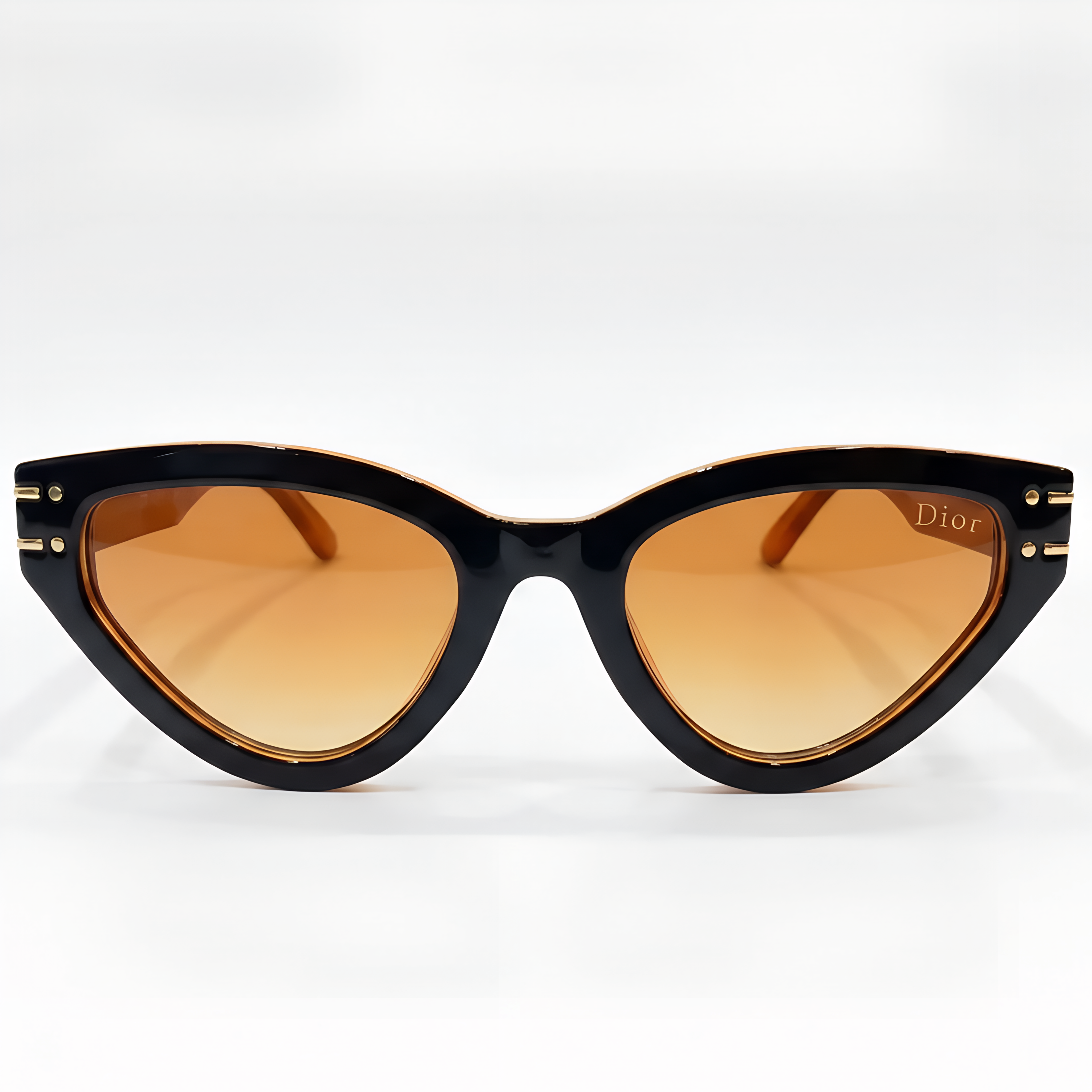 Cat-Eye Sunglass Black & Amber